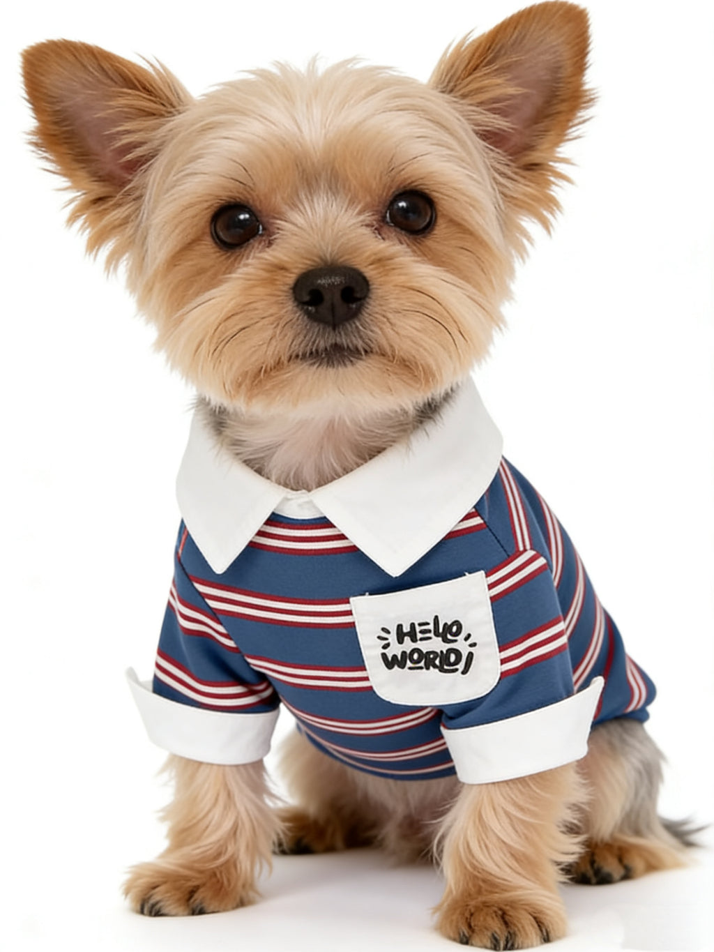 "Hello World" Stripe Polo Dog Shirt (2 Colors)