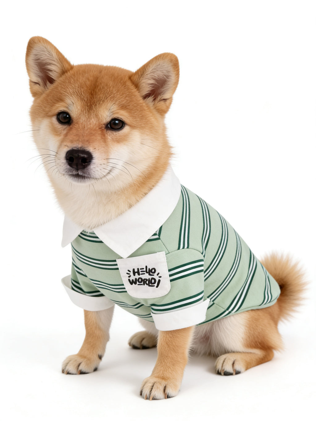 "Hello World" Stripe Polo Dog Shirt (2 Colors)