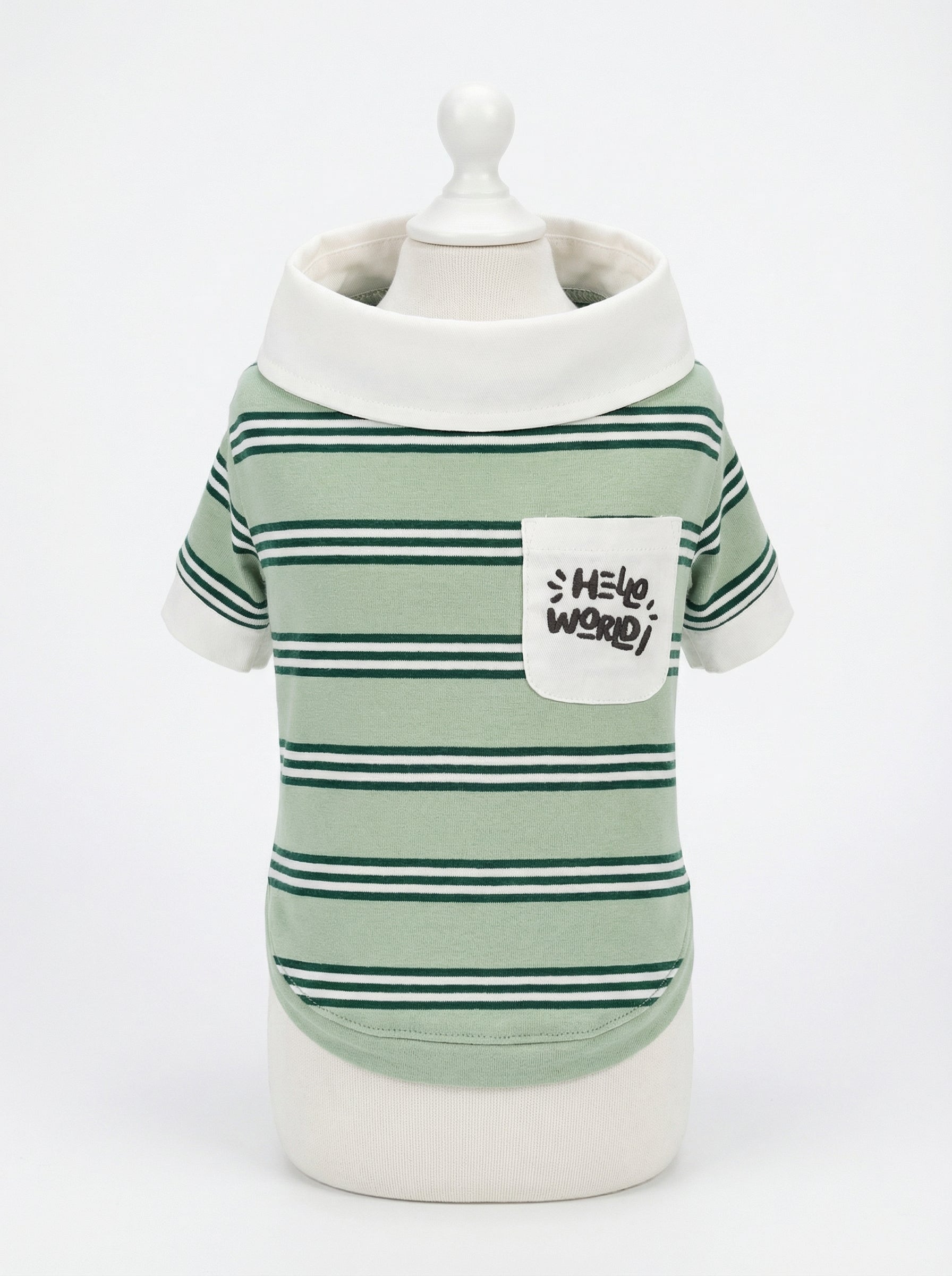 "Hello World" Stripe Polo Dog Shirt (2 Colors)