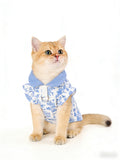 Blue Floral Print Cat Harness Dress