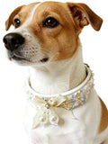 Cream Tulle Bow & Pearl Pet Collar