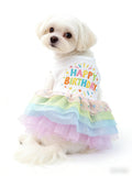 Rainbow "Happy Birthday" Tutu Dog Dress