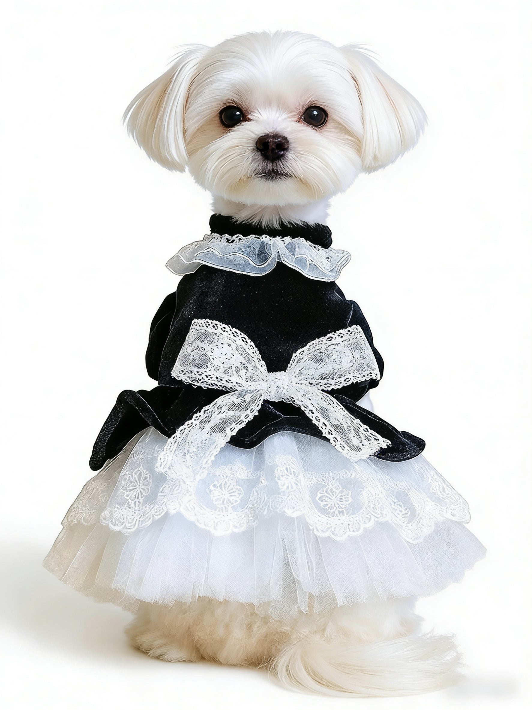 Black Velvet & Lace Victorian Pet Dress