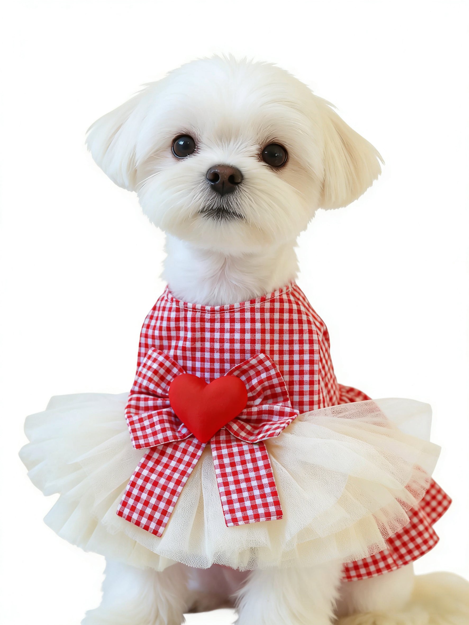 Red Gingham Heart Dog Tutu Dress