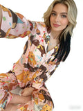 Pink Dachshund Party Print Satin Pajama Set