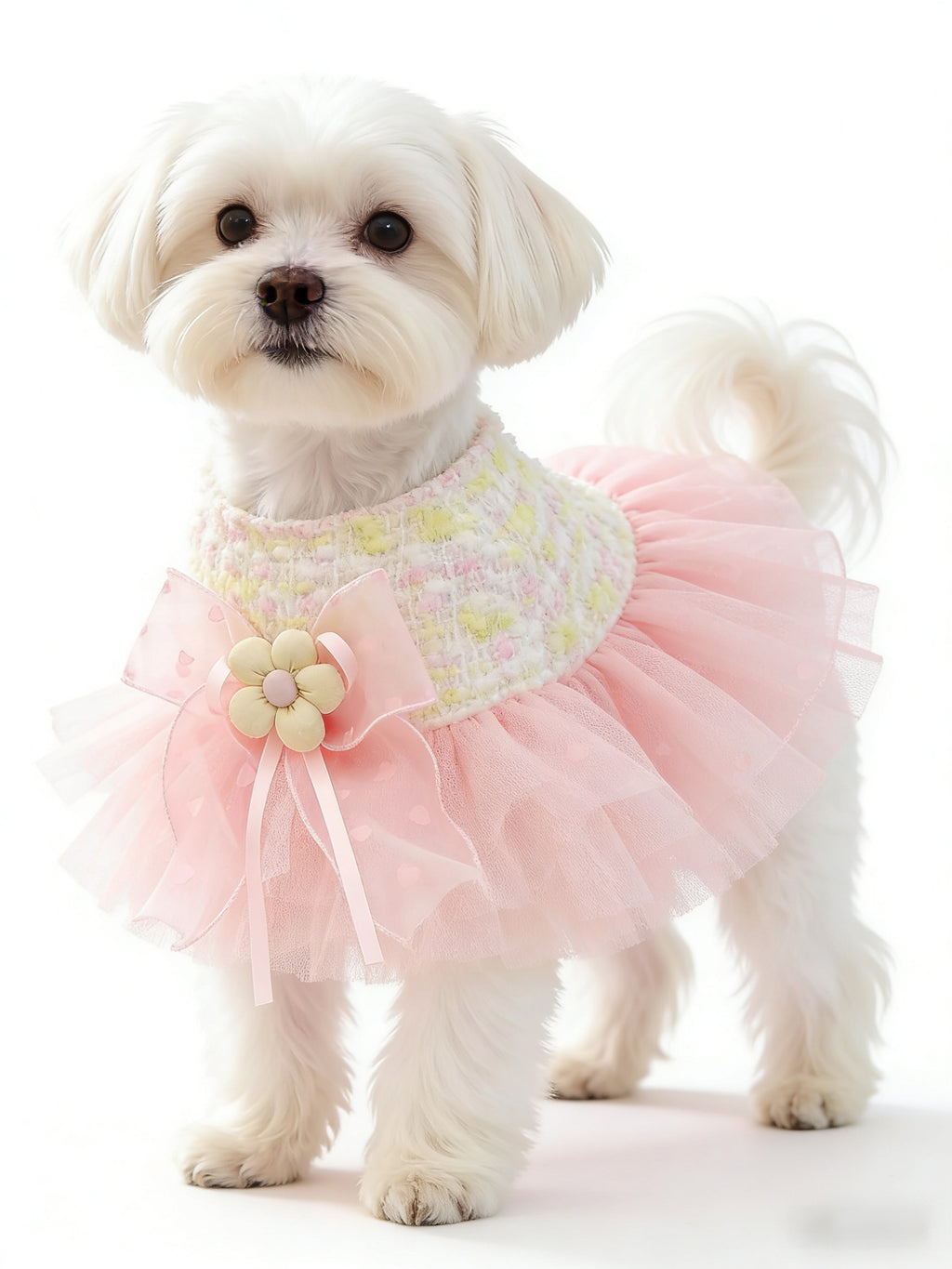 Pink Floral Tweed Pet Tutu Dress
