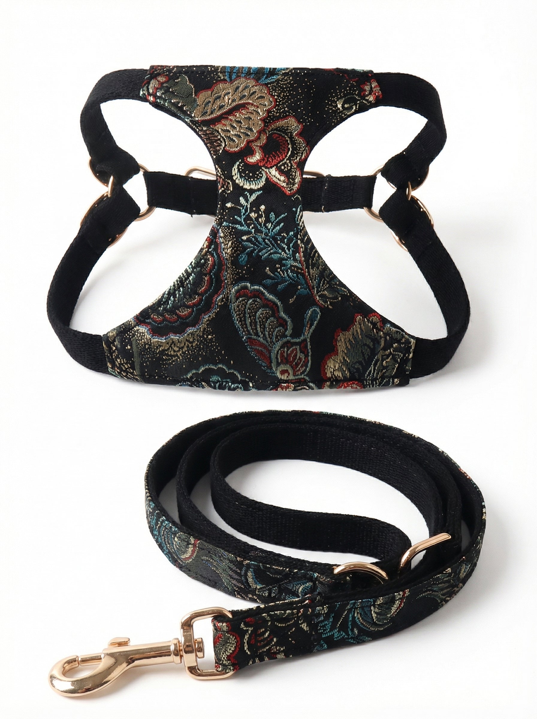 Noir Jacquard Pet Harness & Leash Set