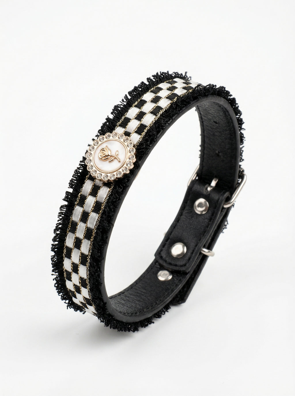 Black & White Tweed Pet Collar