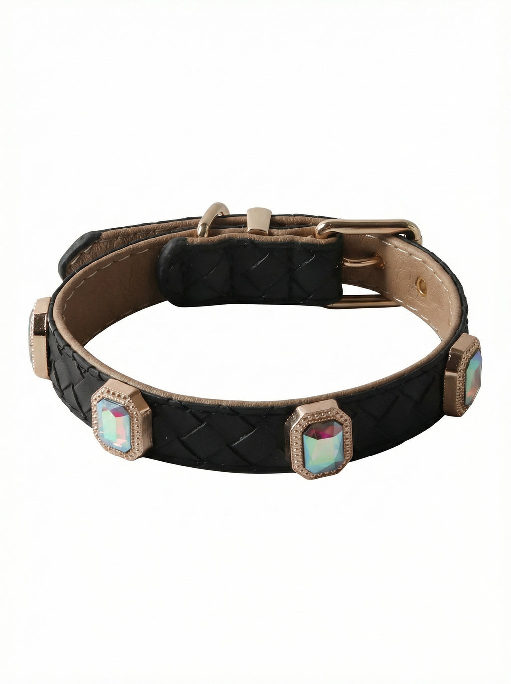 Black Woven Crystal Pet Collar