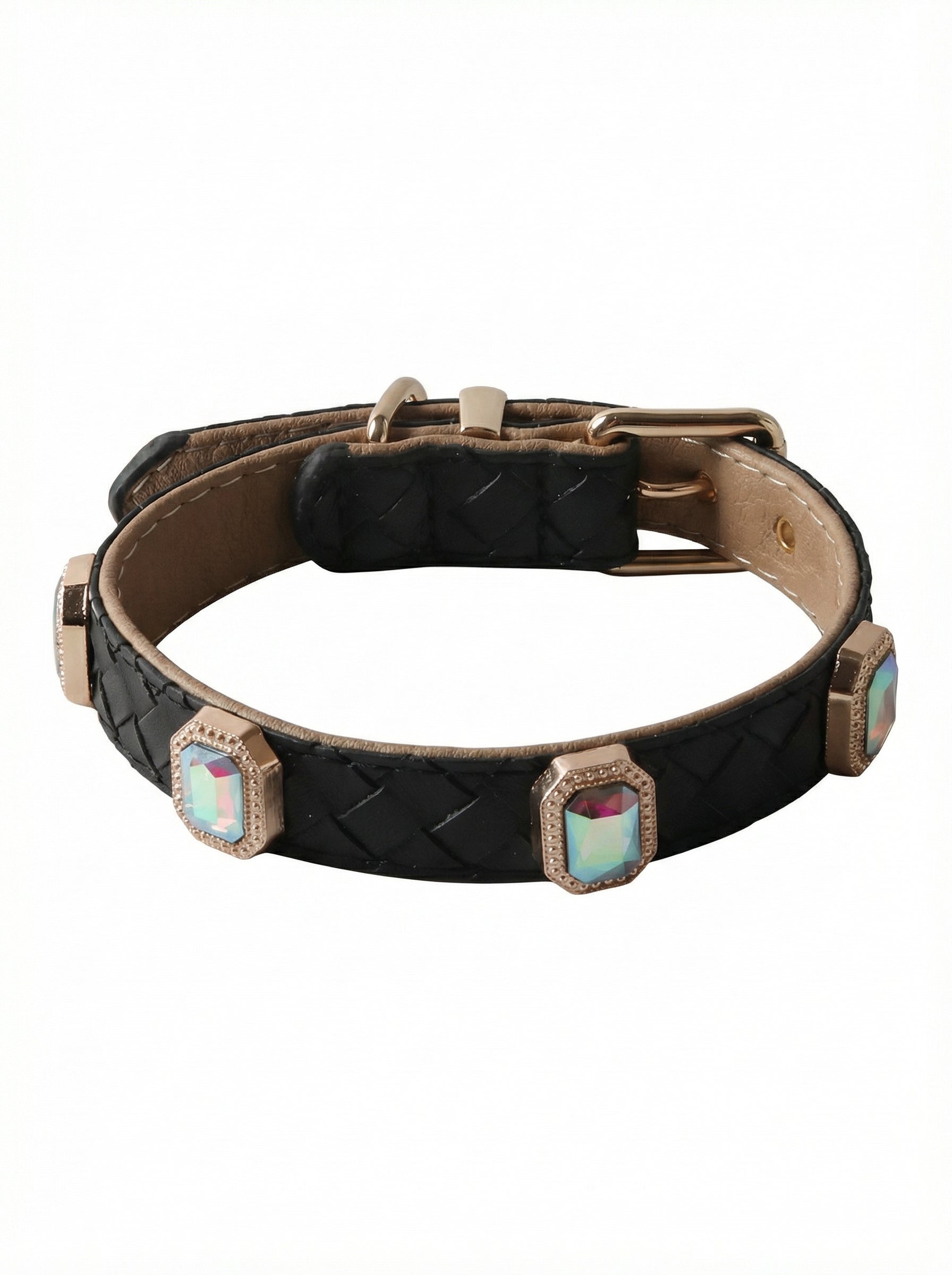 Black Woven Crystal Pet Collar