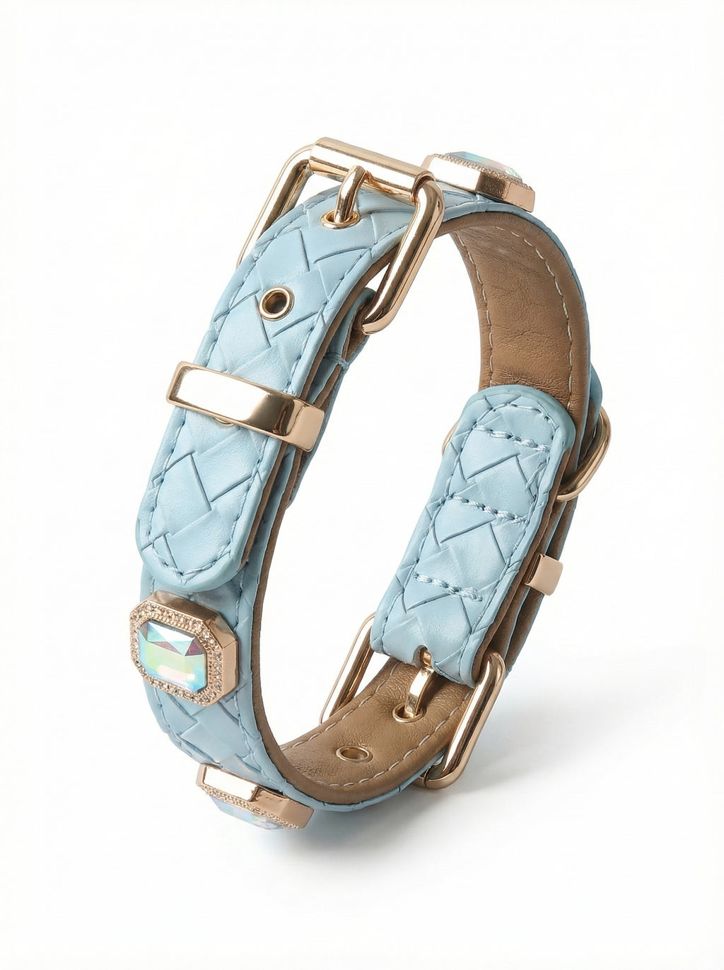 Ice Blue Woven Crystal Pet Collar