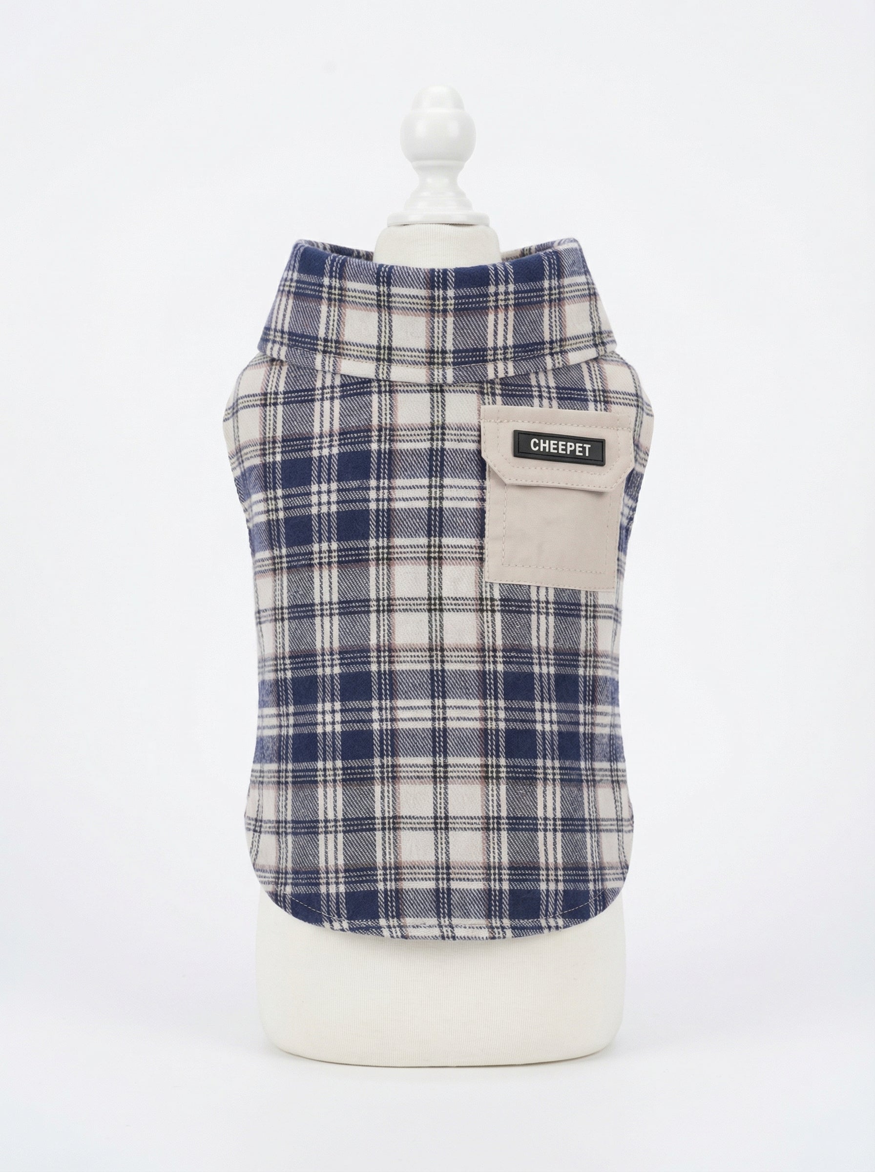 Navy Plaid Button-Down Dog Shirt