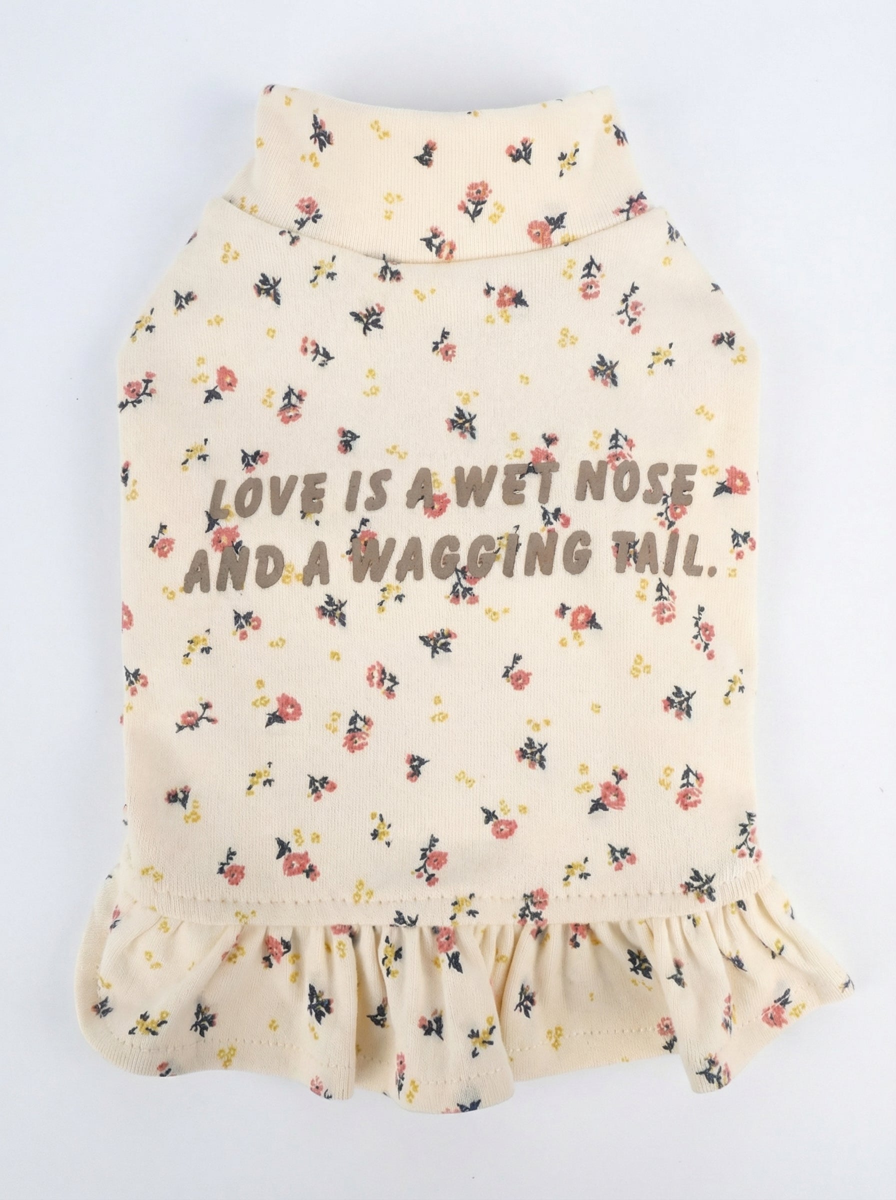 Floral Print Ruffled Turtleneck Dog Top