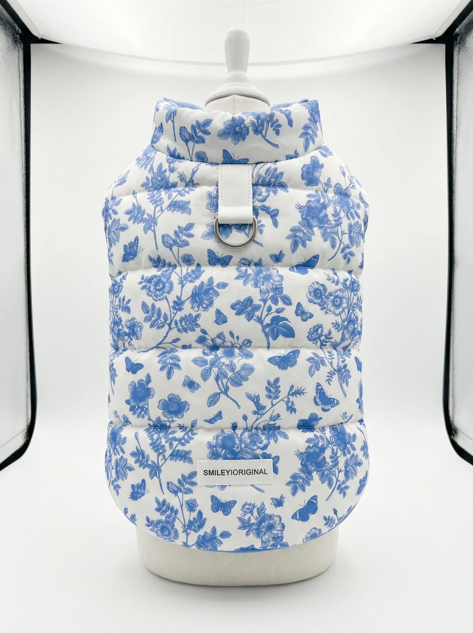 Blue Floral Print Cat Harness Dress