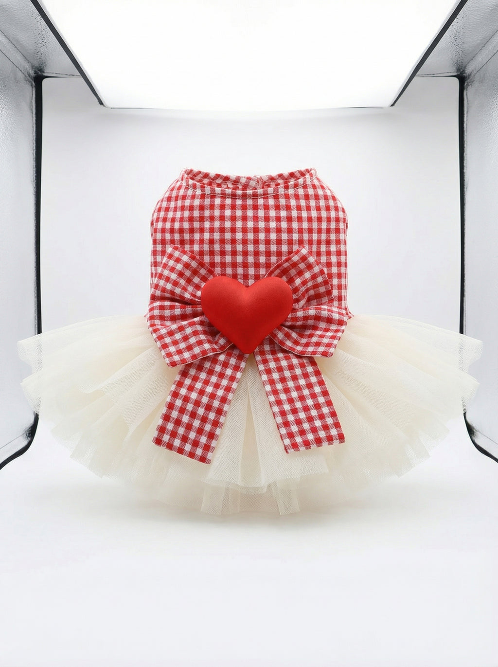 Red Gingham Heart Dog Tutu Dress
