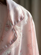 Pink Cute Bear Print Satin Pajama Set