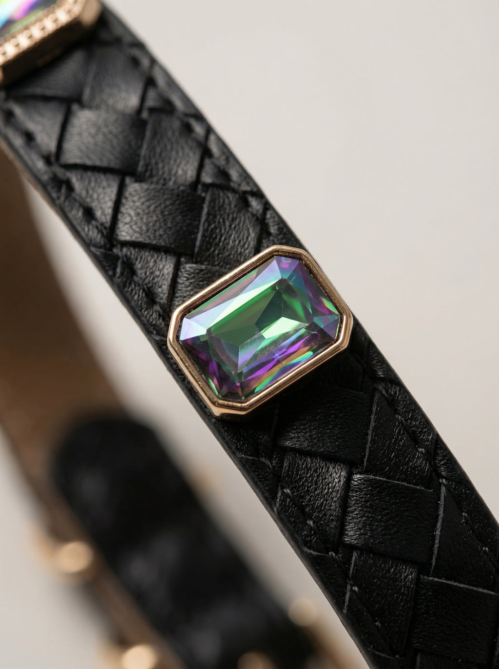 Black Woven Crystal Pet Collar