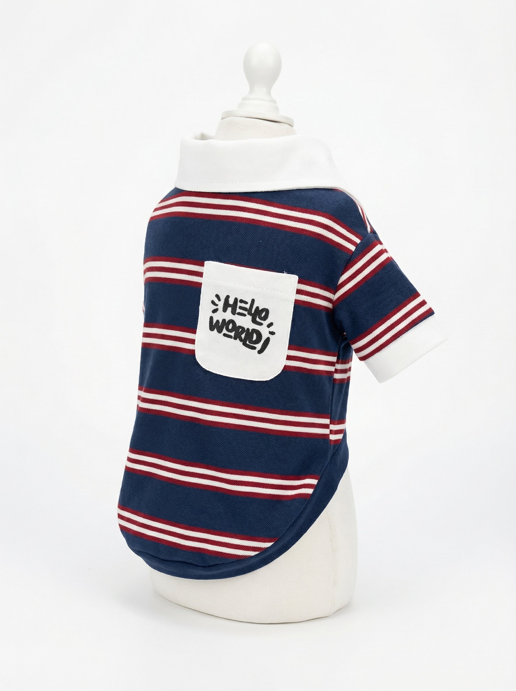 "Hello World" Stripe Polo Dog Shirt (2 Colors)