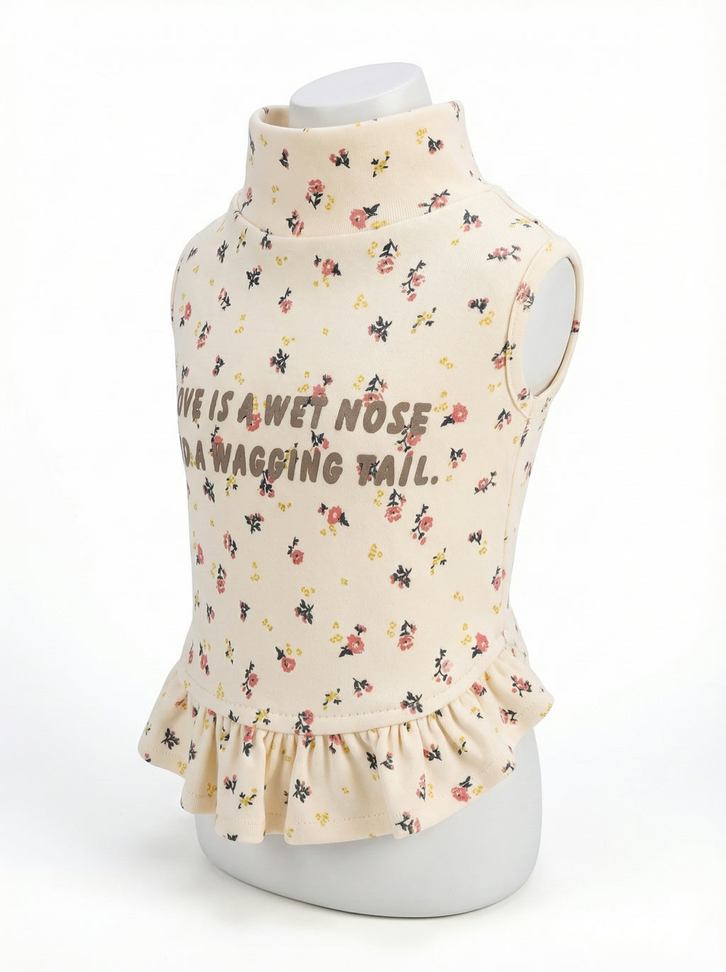 Floral Print Ruffled Turtleneck Dog Top