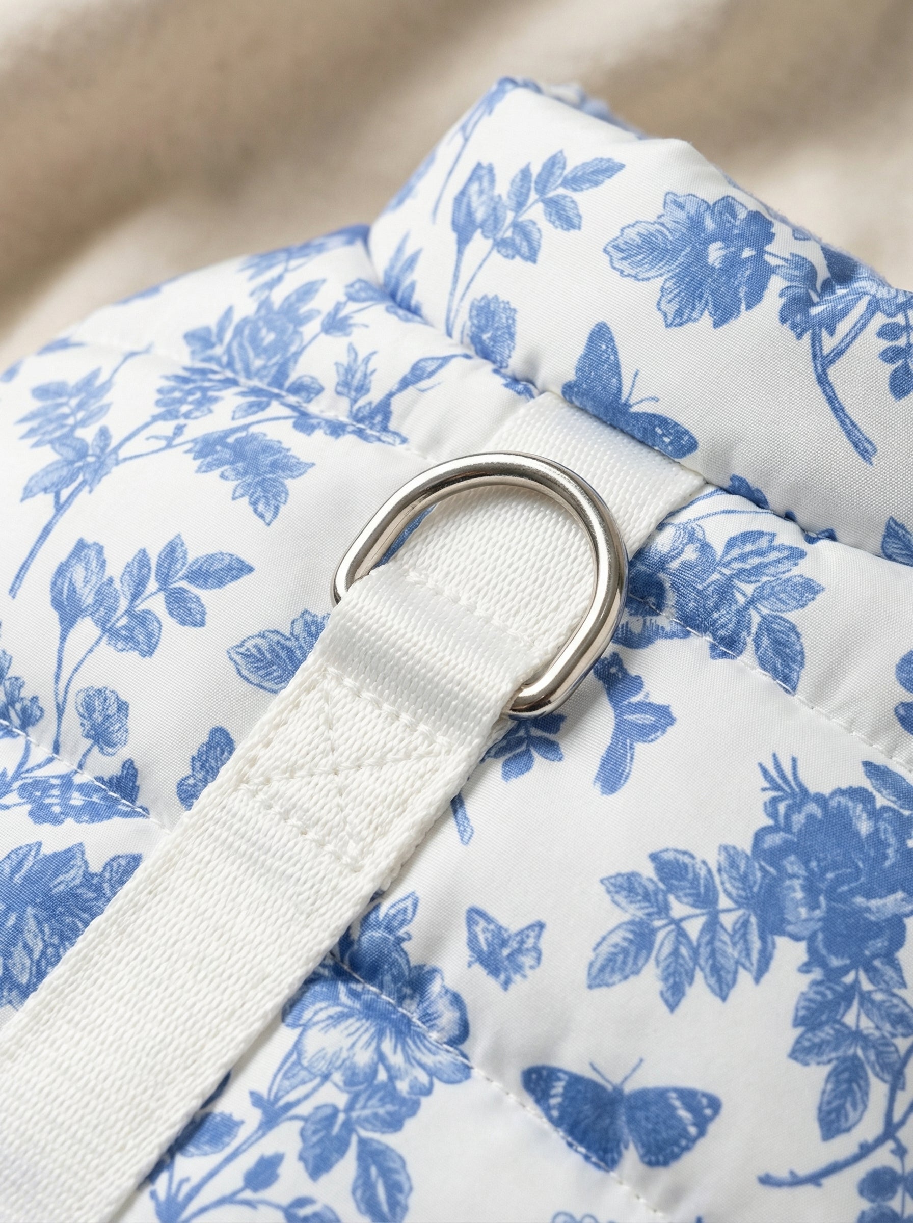 Blue Floral Print Cat Harness Dress
