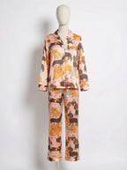 Pink Dachshund Party Print Satin Pajama Set