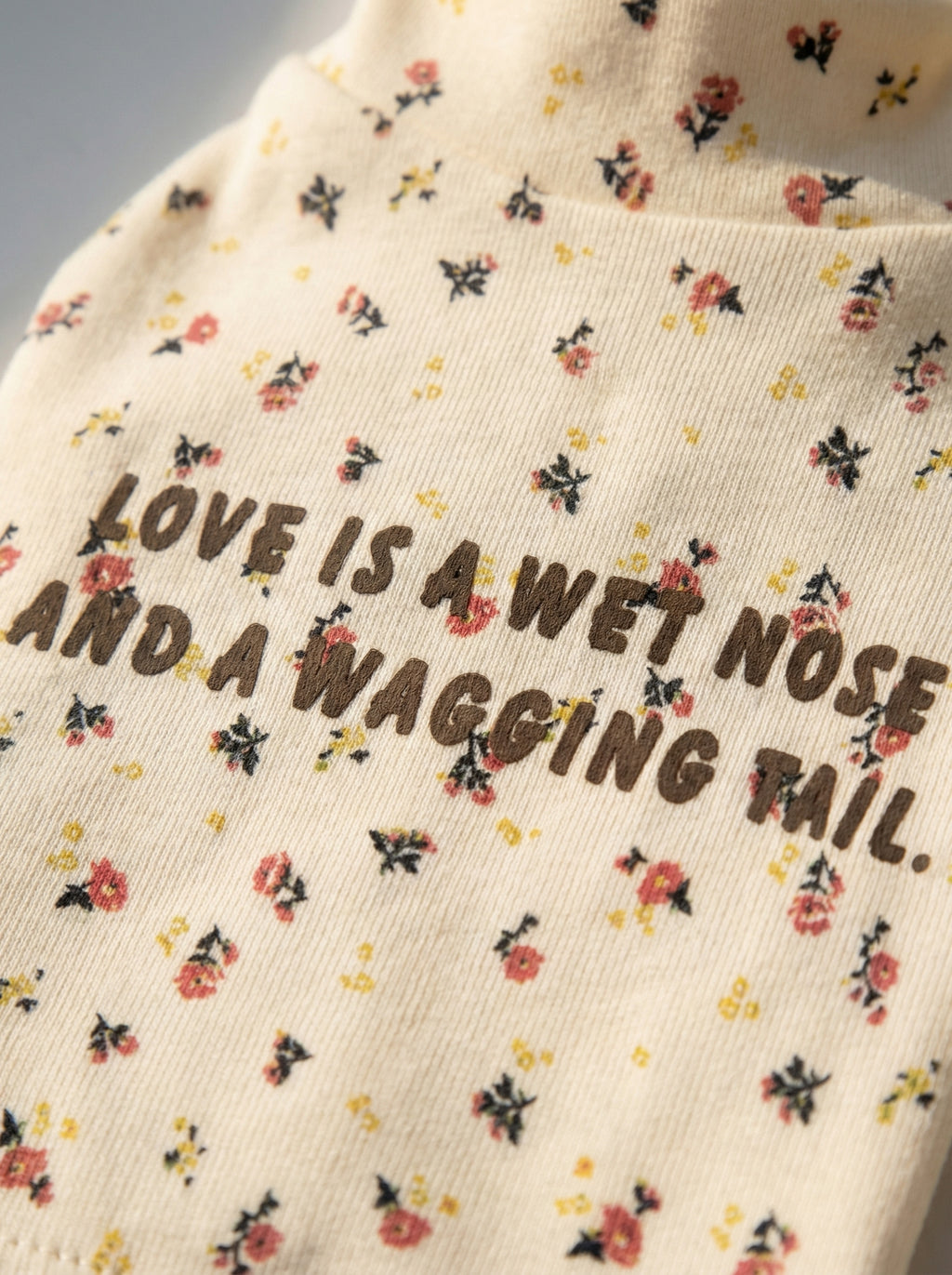 Floral Print Ruffled Turtleneck Dog Top