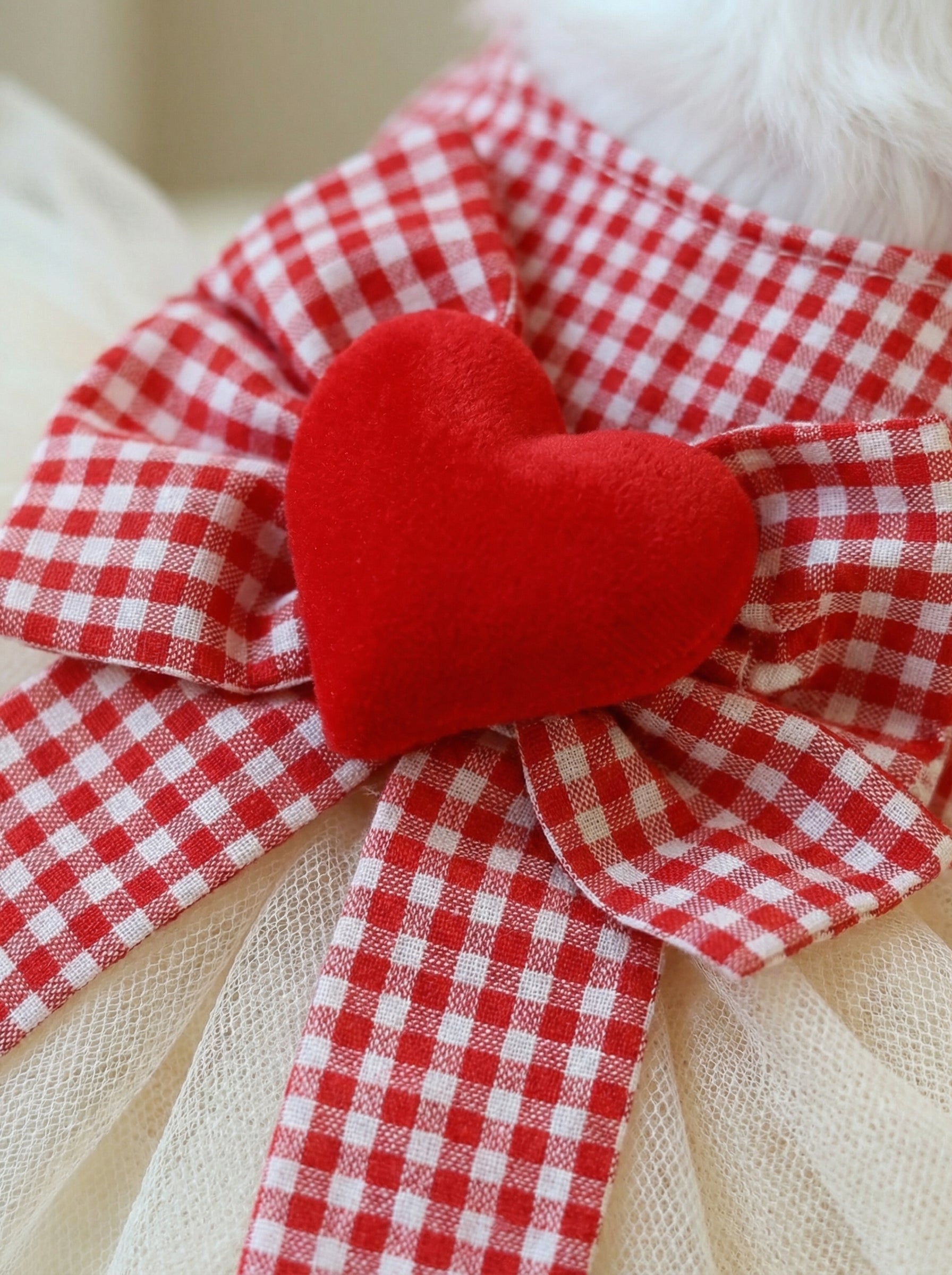 Red Gingham Heart Dog Tutu Dress