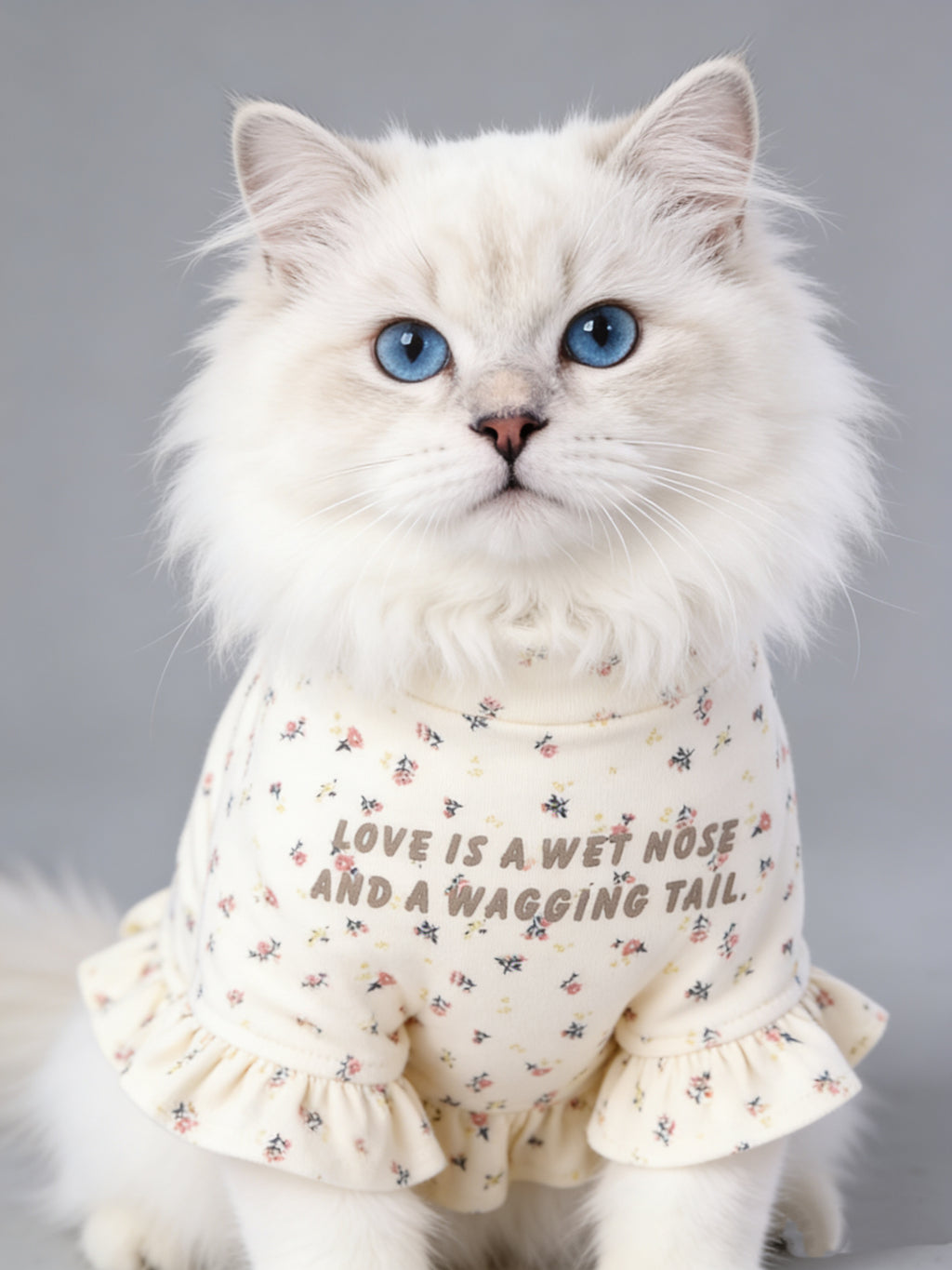 Floral Print Ruffled Turtleneck Dog Top