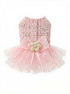 Pink Floral Tweed Pet Tutu Dress
