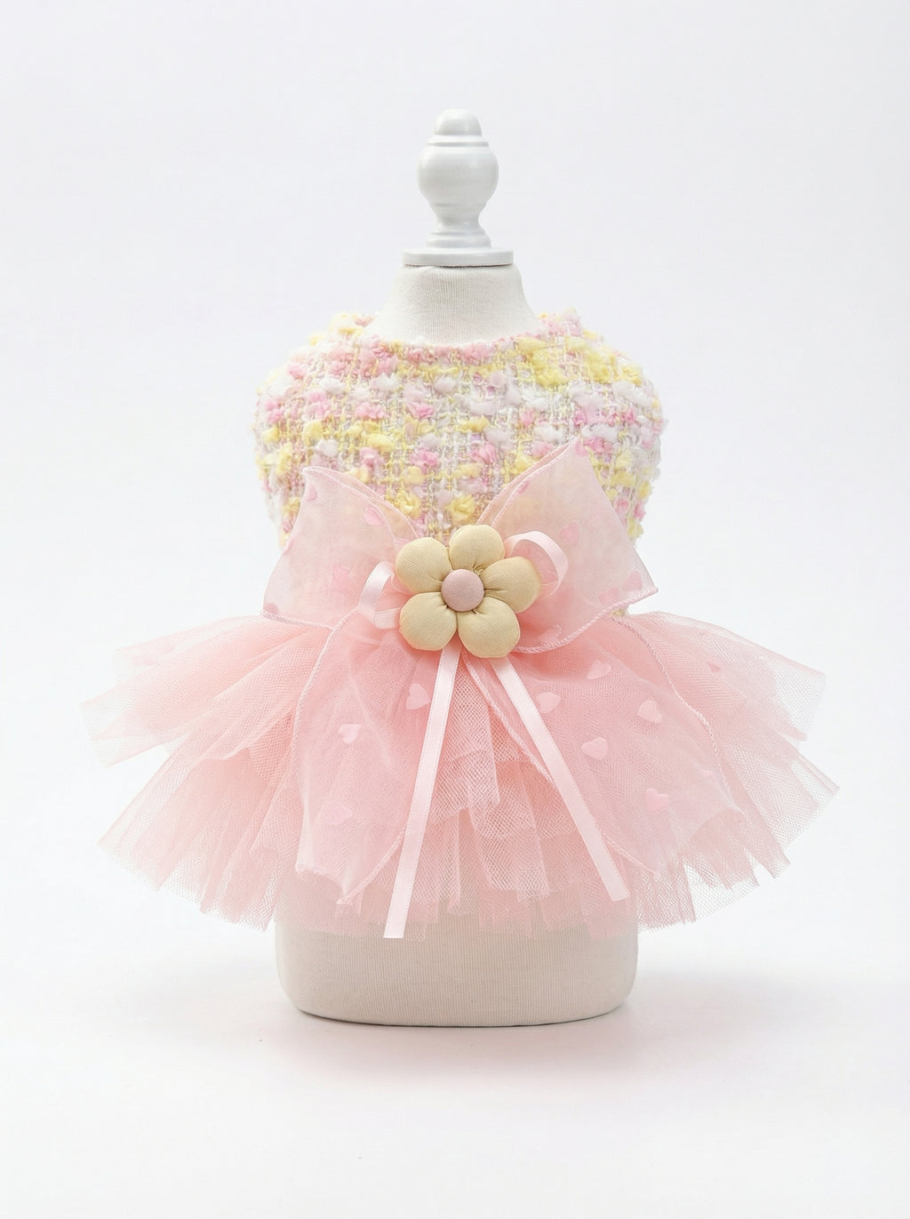 Pink Floral Tweed Pet Tutu Dress