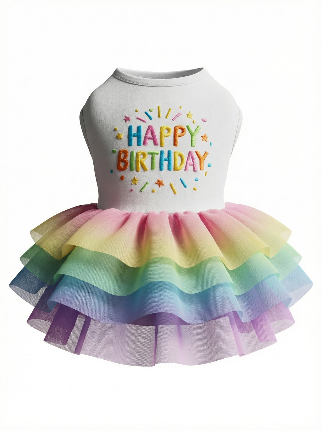 Rainbow "Happy Birthday" Tutu Dog Dress