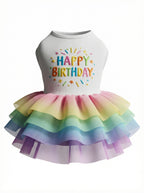 Rainbow "Happy Birthday" Tutu Dog Dress