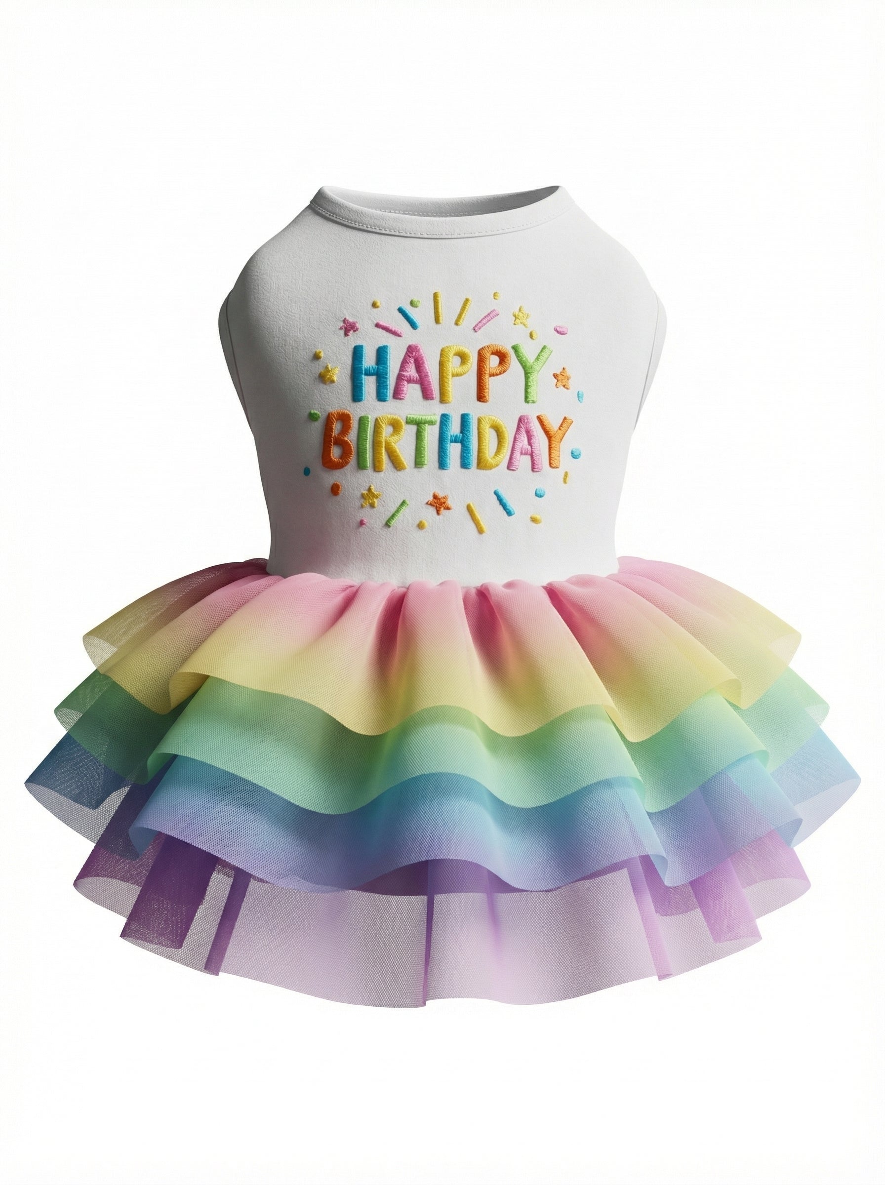 Rainbow "Happy Birthday" Tutu Dog Dress