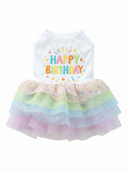 Rainbow "Happy Birthday" Tutu Dog Dress
