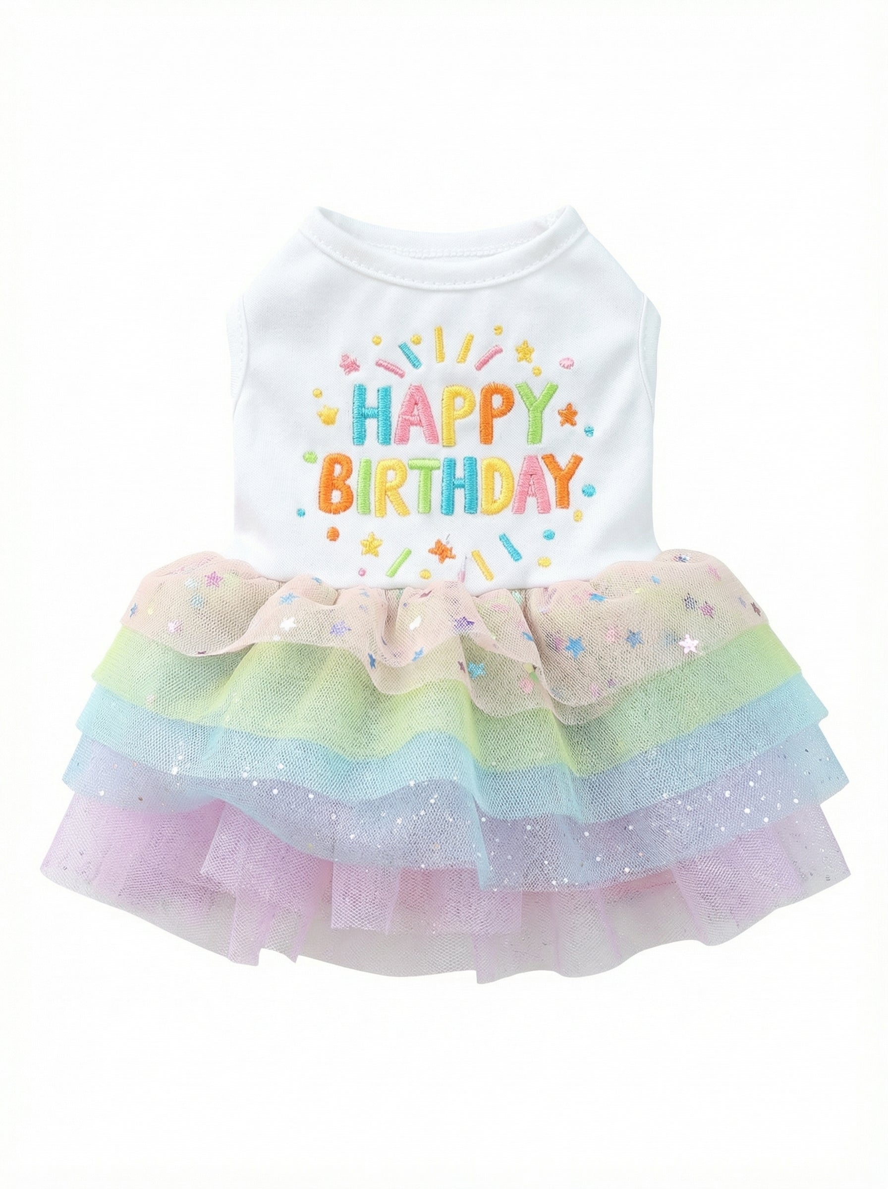 Rainbow "Happy Birthday" Tutu Dog Dress